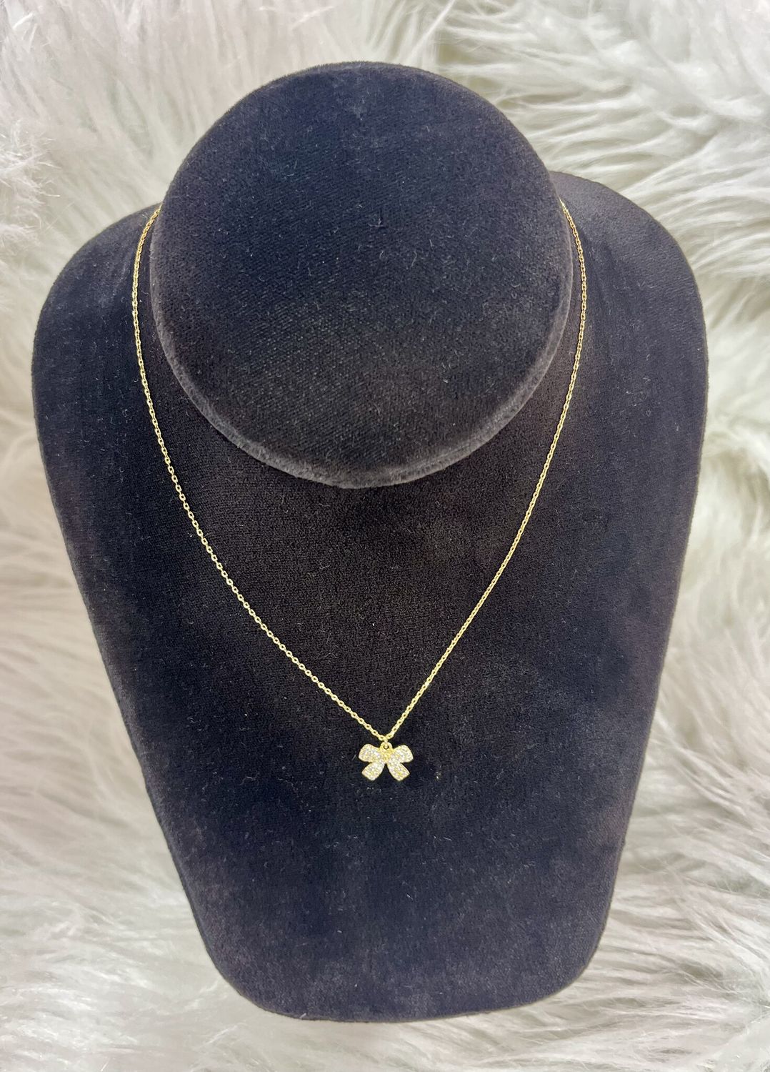 Gold Sparkle Bow Necklace