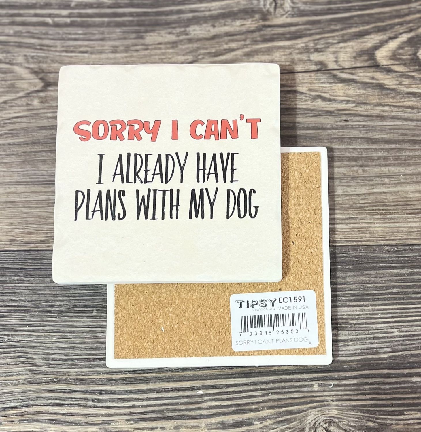 Plans With My Dog Ceramic Coaster