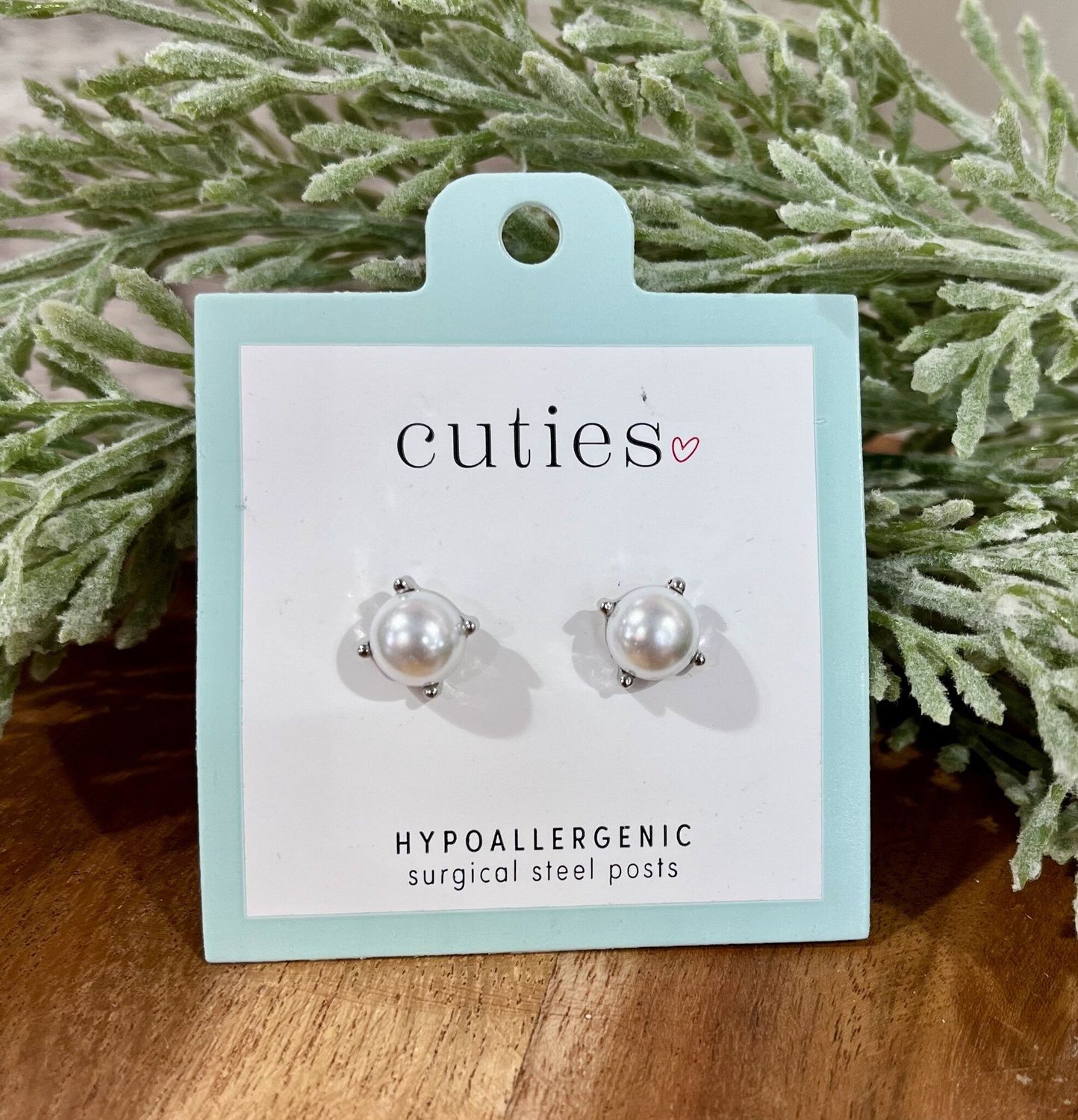 Silver Pearl Stud Earrings