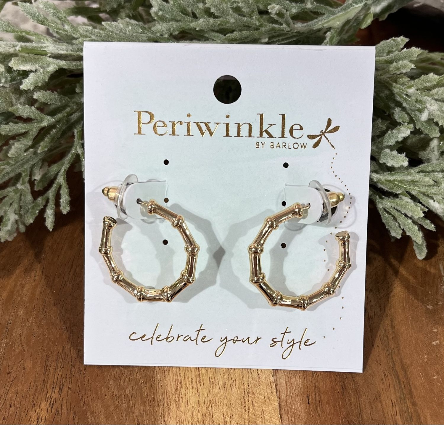 Gold Bamboo Hoop Earrings