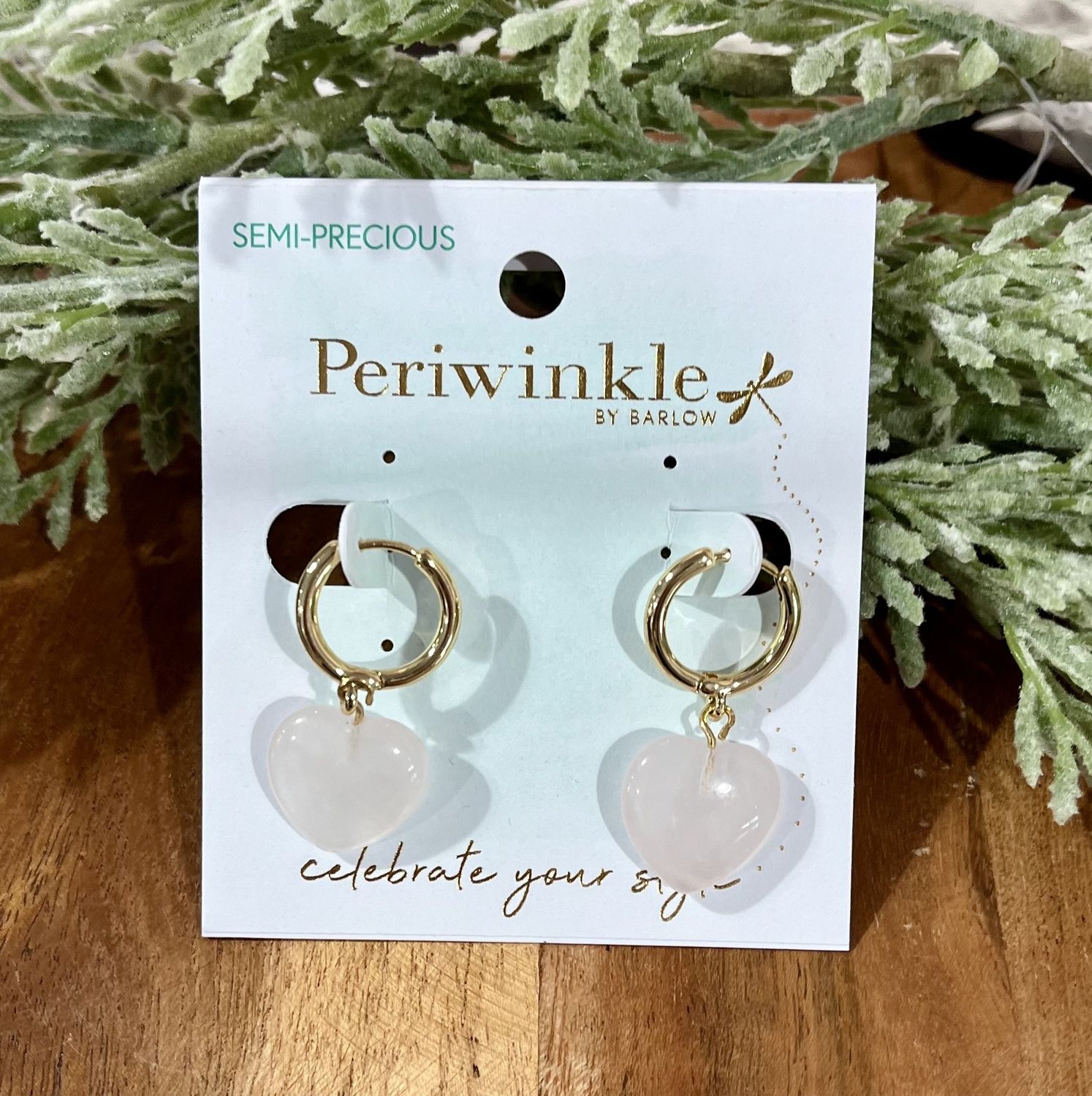 Pink Quartz Heart Earrings