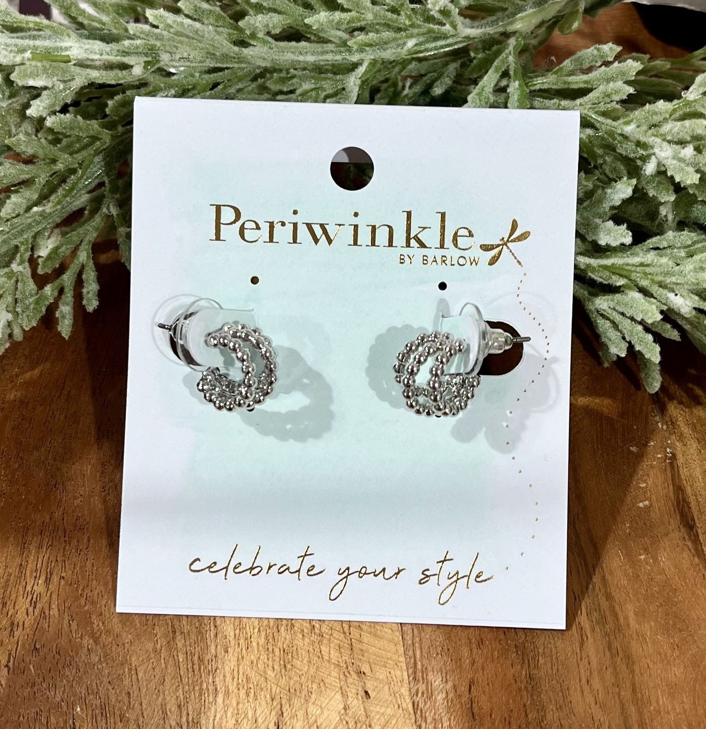 Silver Beaded Hoop Earrings