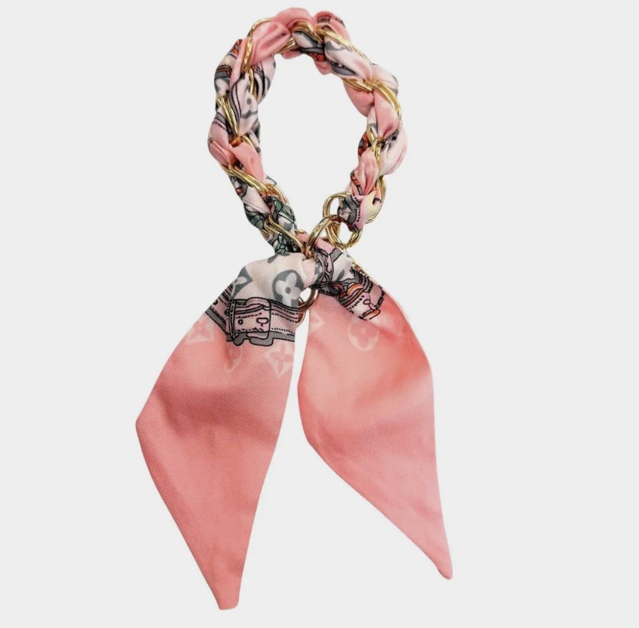 Pink Coach Inspired Silk Scarf Phone Wristlet/Bag Charm