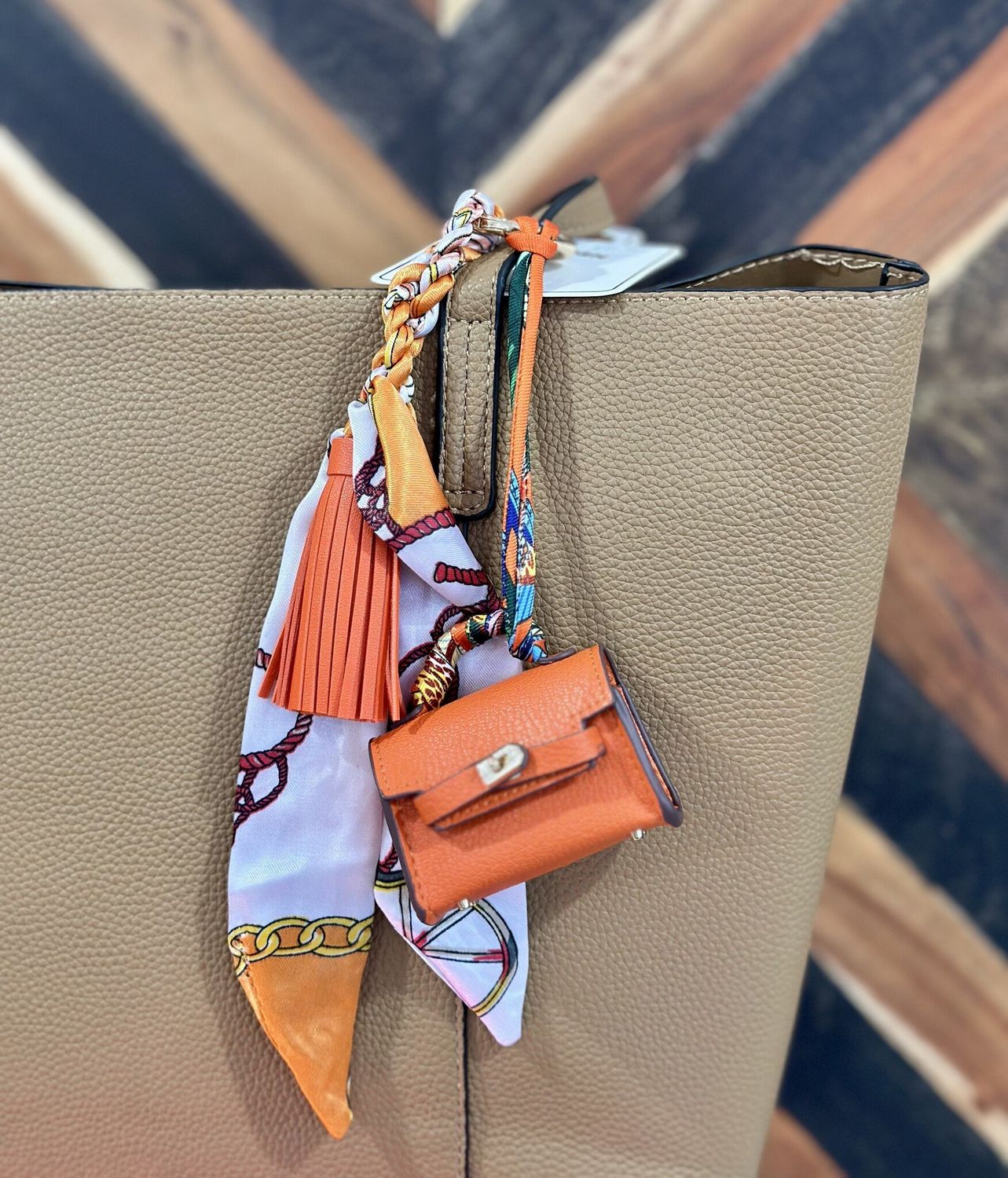 Orange Silk Scarf Bag on a Bag Charm