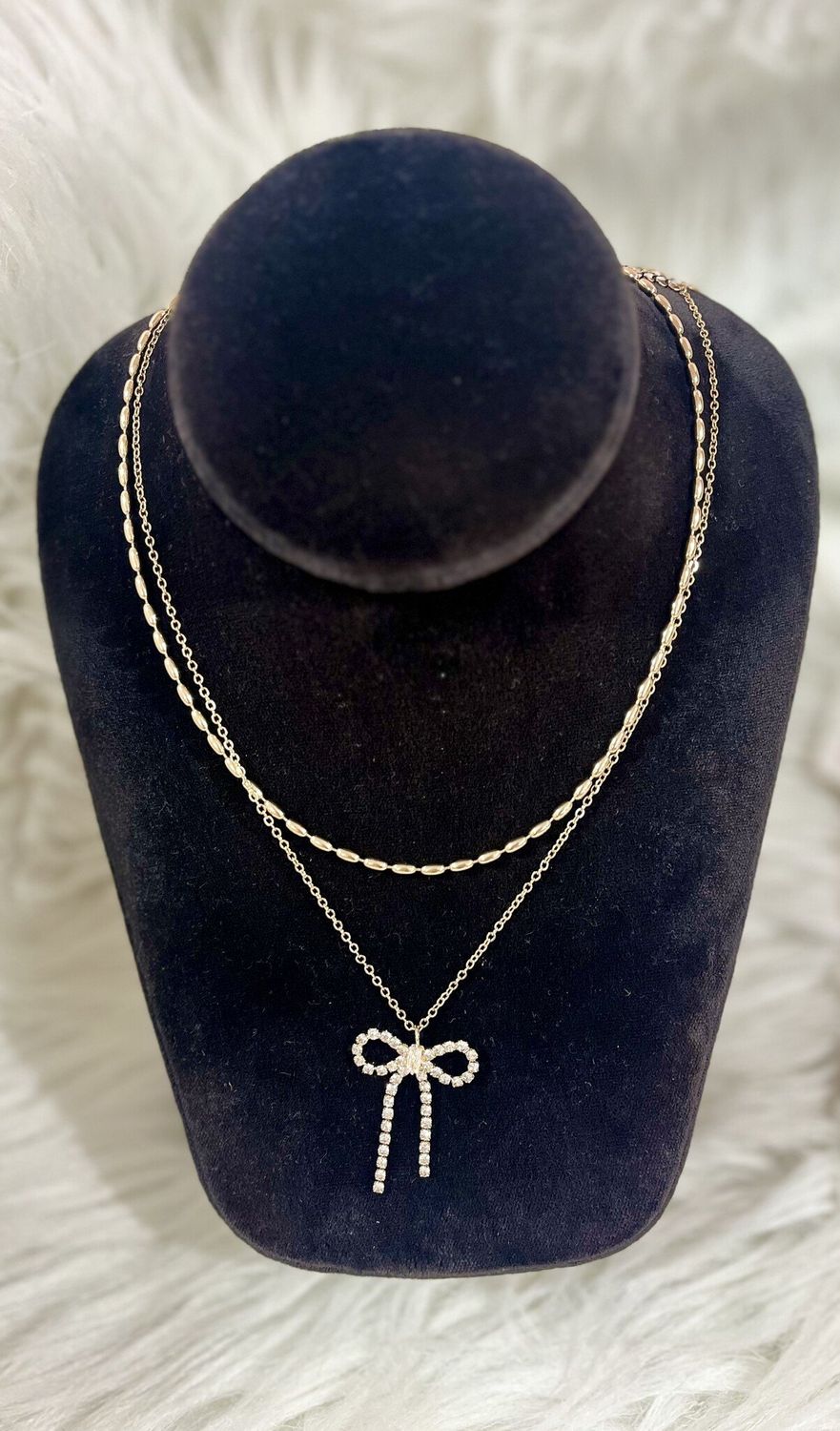 Gold Layered Bow Necklace