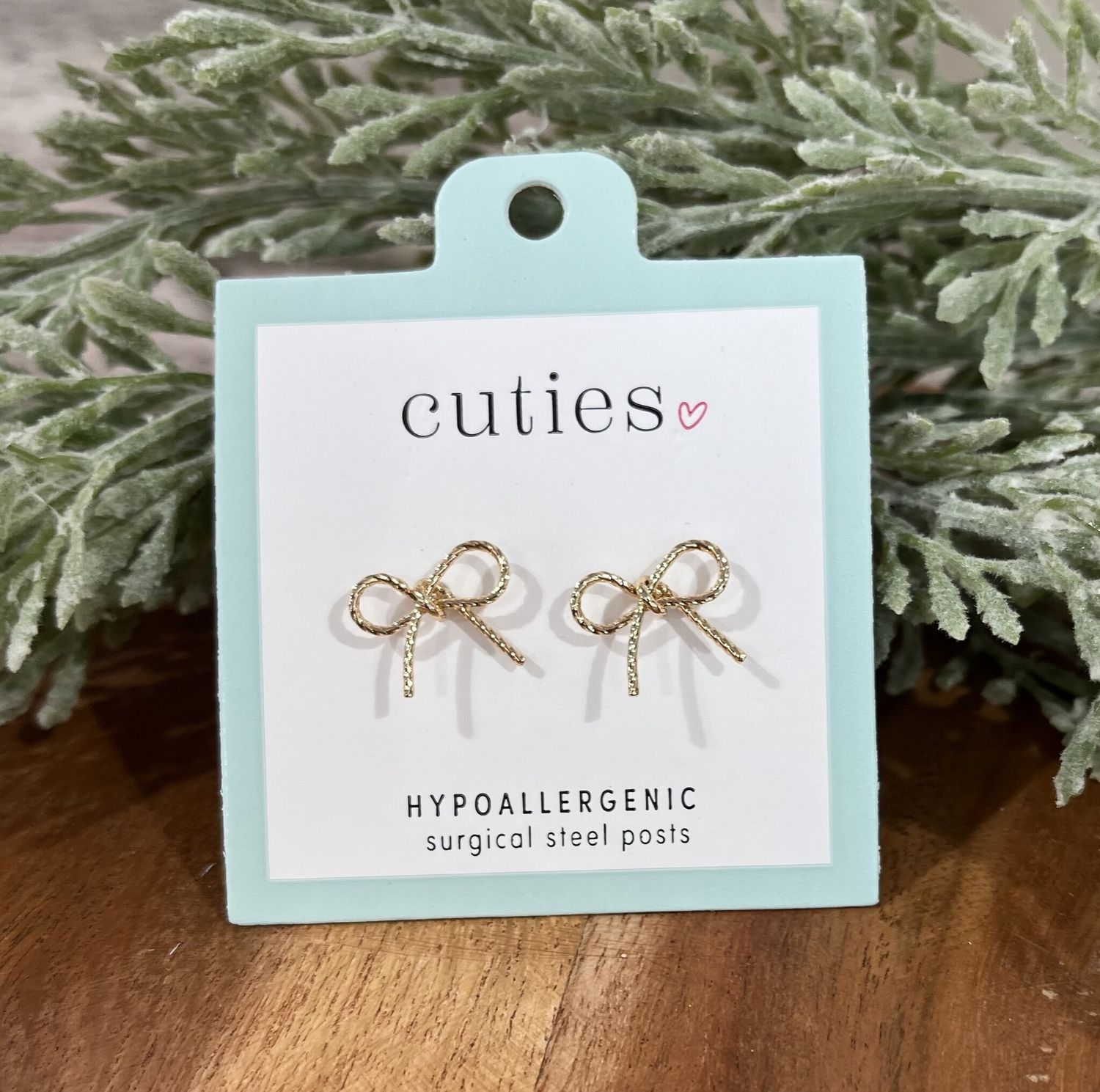 Gold Bow Stud Earrings