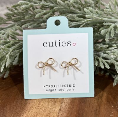 Gold Bow Stud Earrings