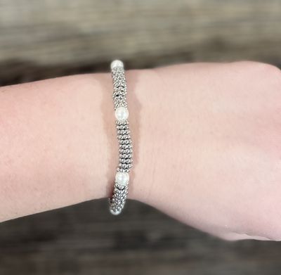 Silver Bead/Pearl Bracelet