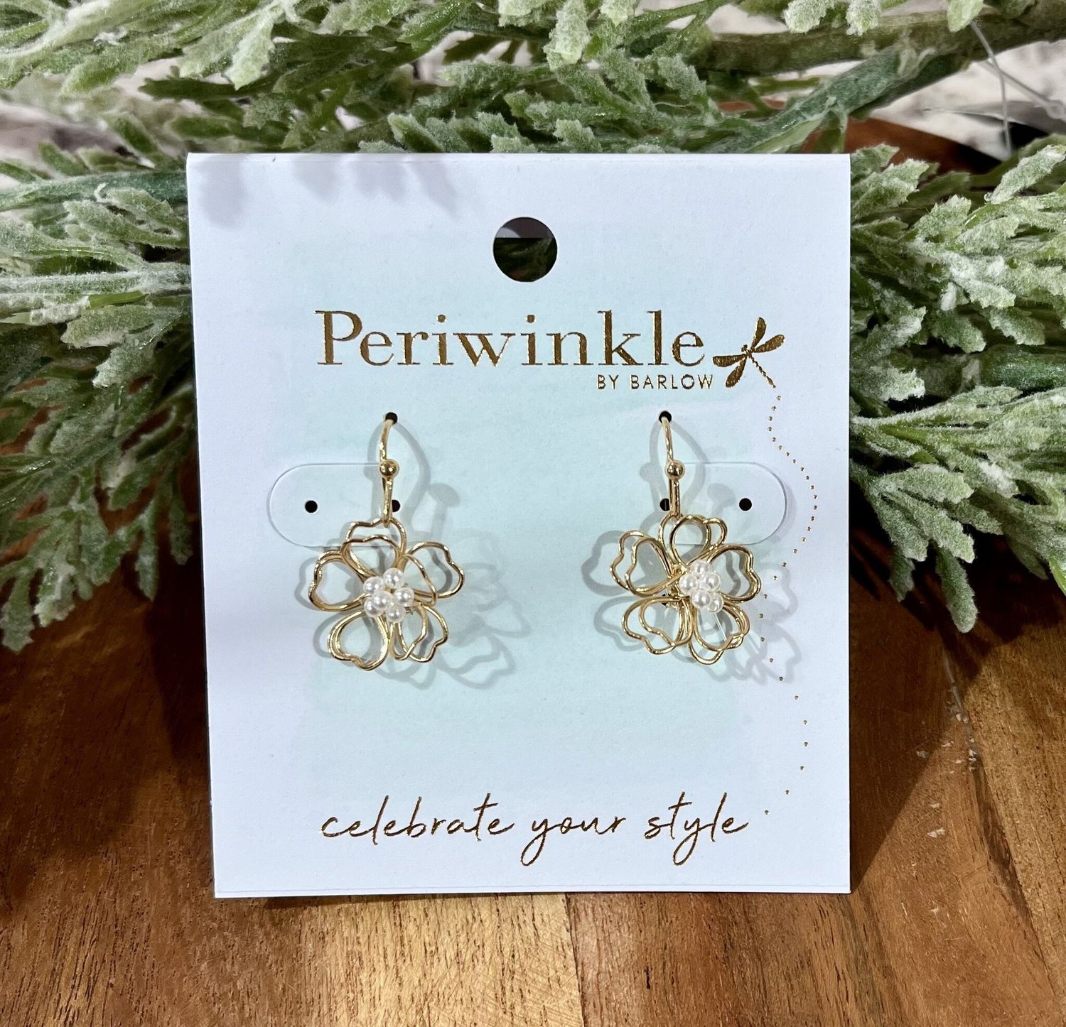 Gold Wire Flower Earrings