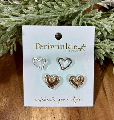 Open/Two Tone Heart Earring Duo