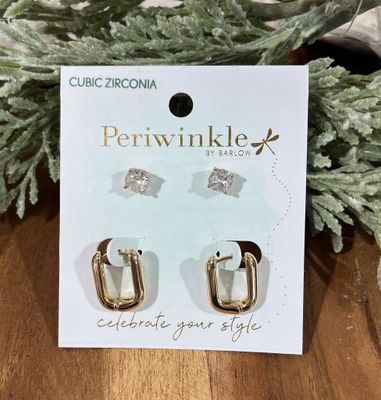 Gold Huggie/Stud Earring Duo Gold Huggie/Stud Earring Duo