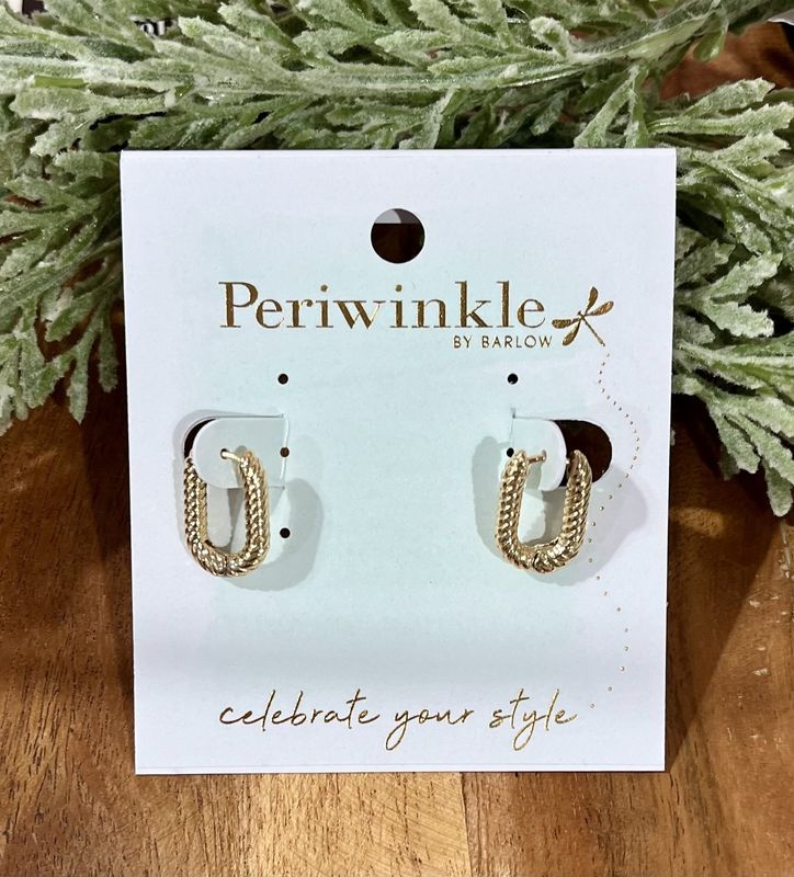 Gold Ribbed Huggie Earrings