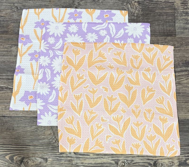 Spring Flowers 3 Dishcloth Set