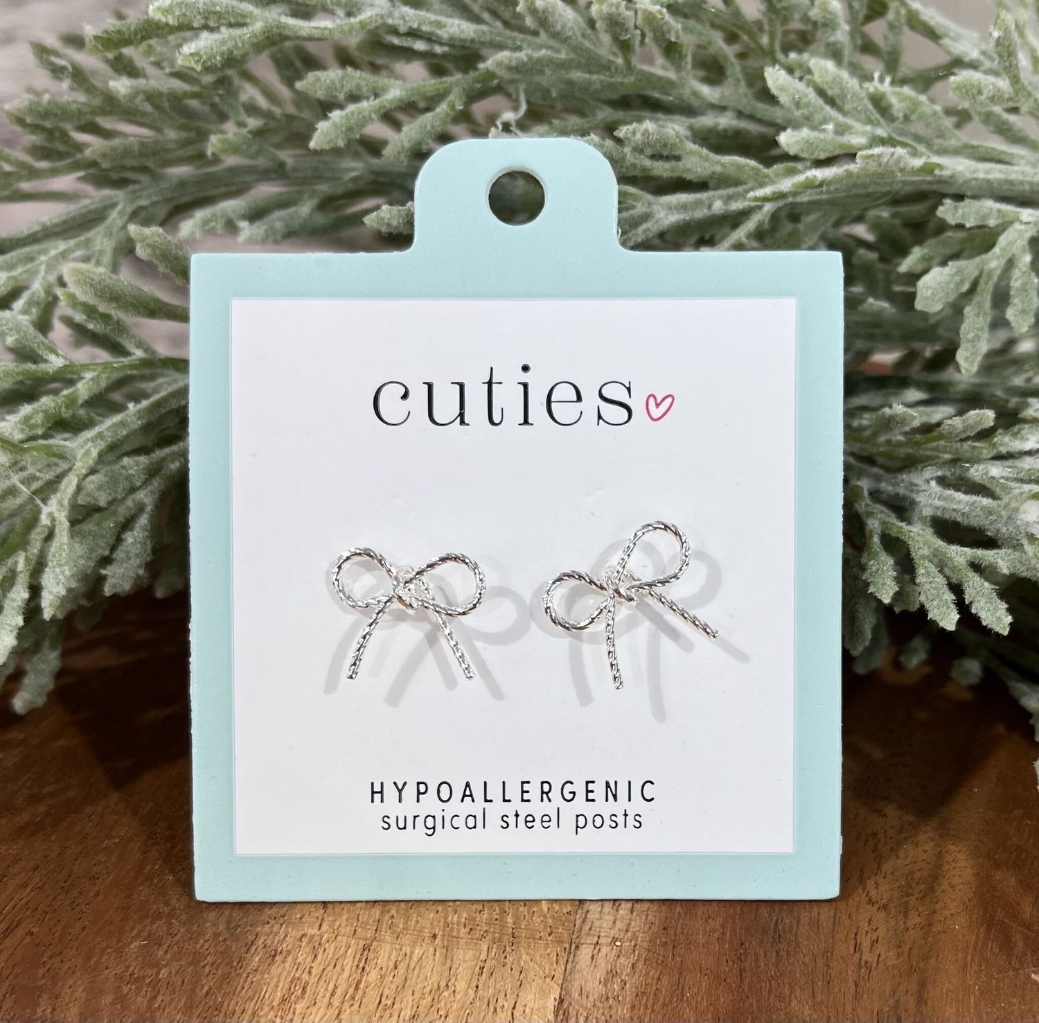 Silver Bow Stud Earrings