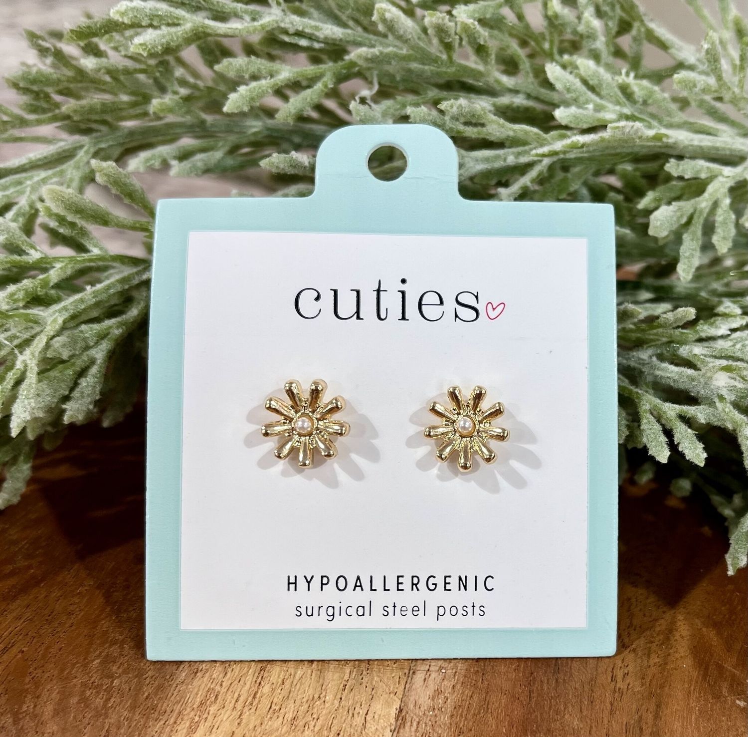 Gold Flower Inspired Stud Earrings