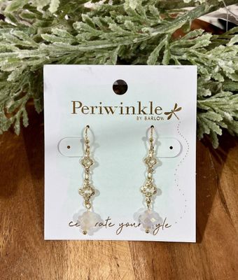 Gold/Crystal Clover Drop Earrings