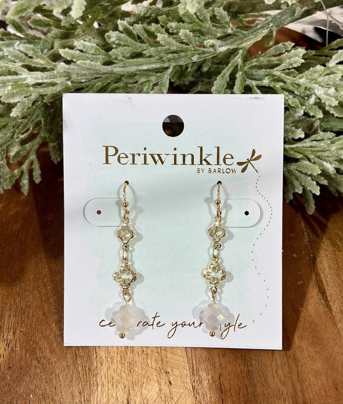 Gold/Crystal Clover Drop Earrings