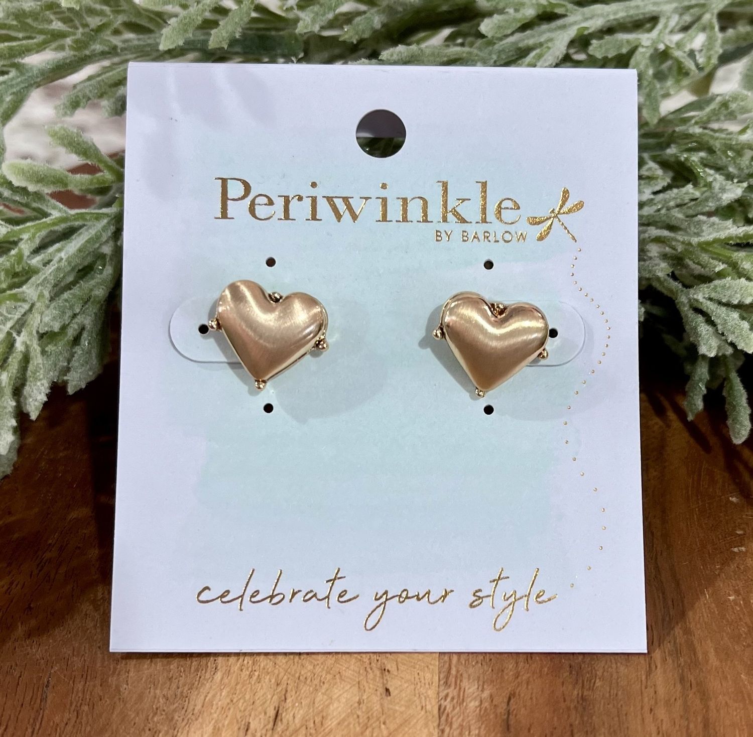 Matte Gold Heart Stud Earrings
