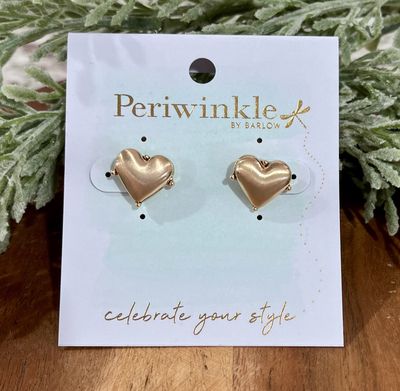 Matte Gold Heart Stud Earrings