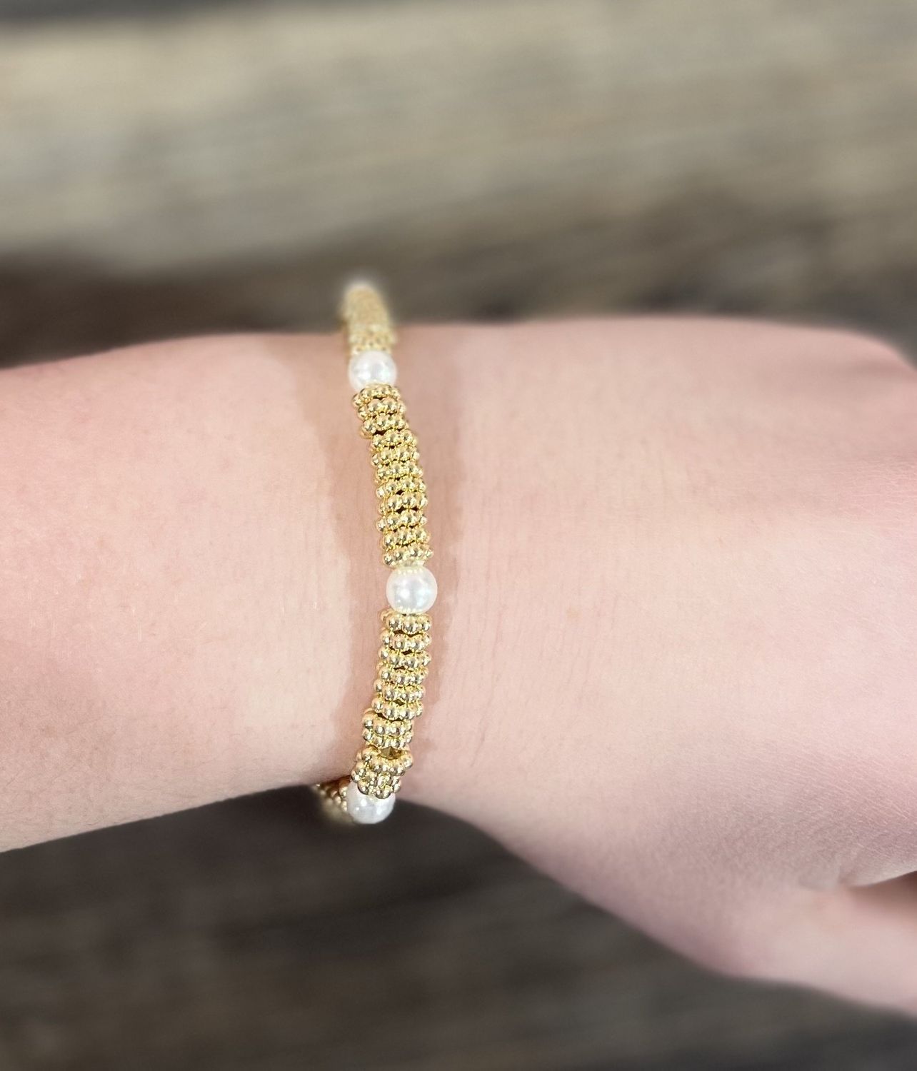 Gold Bead/Pearl Bracelet