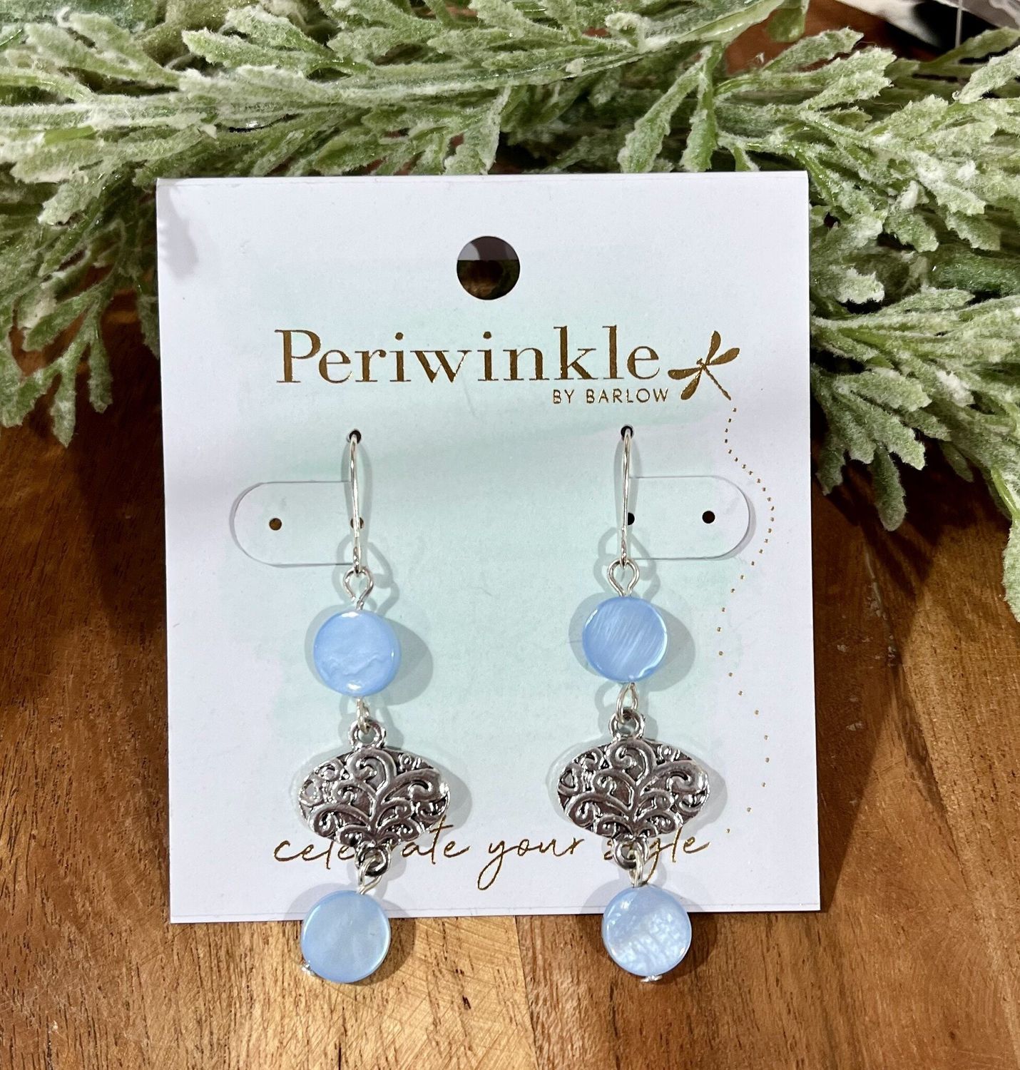 Blue Filigree Dangle Earrings