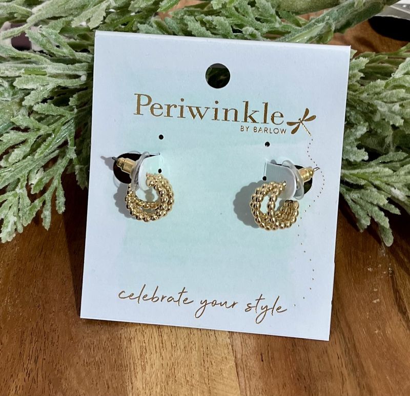 Gold Beaded Hoop Earrings