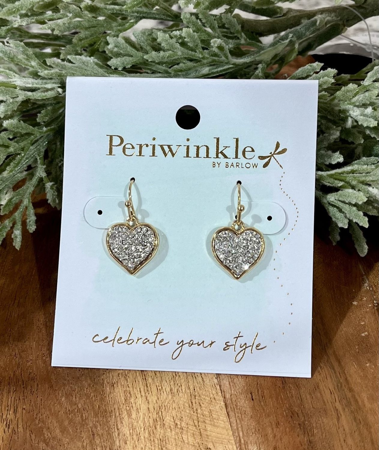 Gold Sparkle Heart Dangle Earrings
