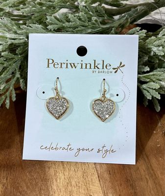 Gold Sparkle Heart Dangle Earrings