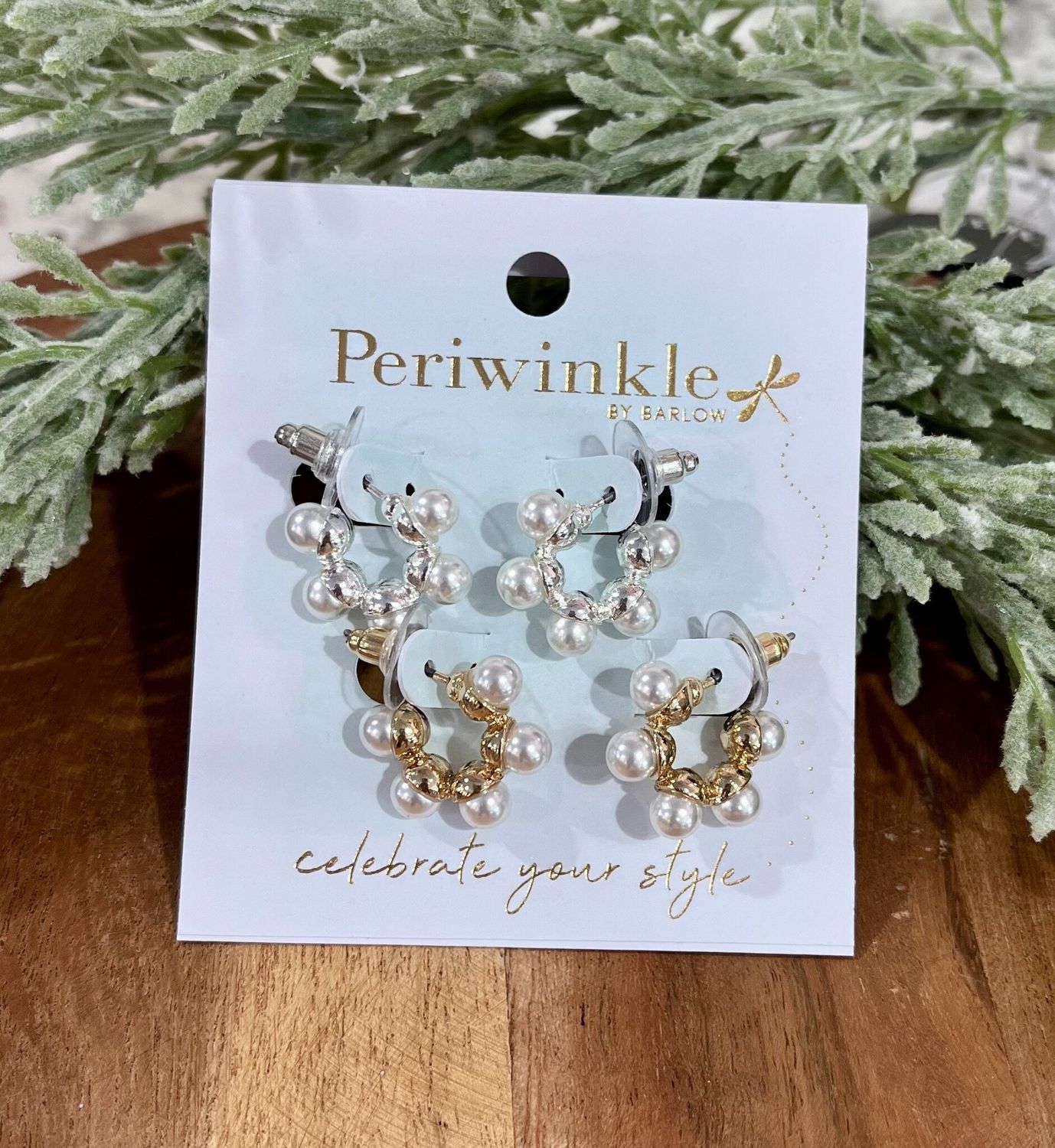 Pearl Studded Hoop Earring Duo