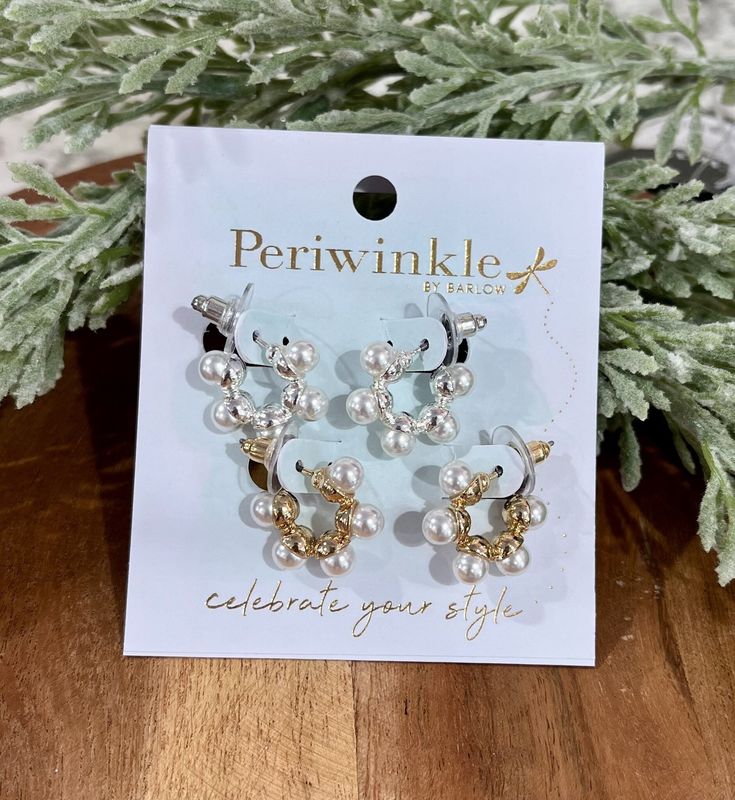 Pearl Studded Hoop Earring Duo