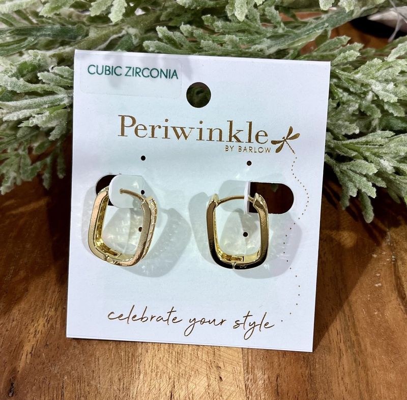 Sparkle Square Hoop Huggie Earrings