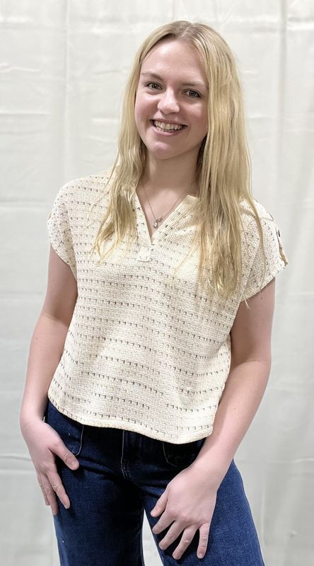 Oatmeal Multi-Color Stitch Top