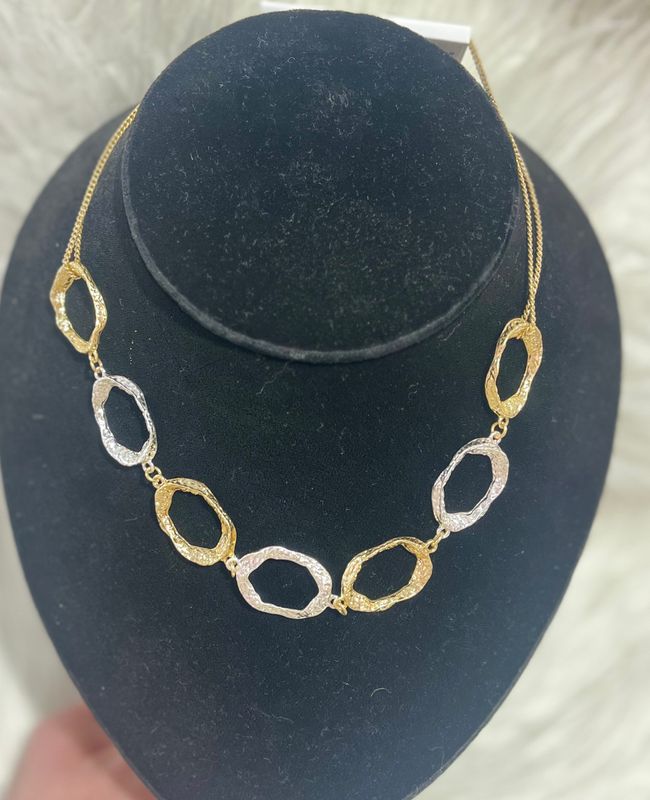 Hammered 2 Tone Link Necklace