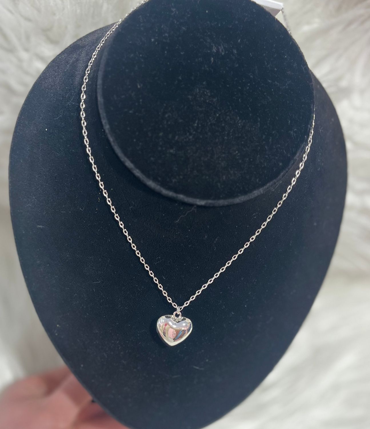 Silver Bubble Heart Necklace