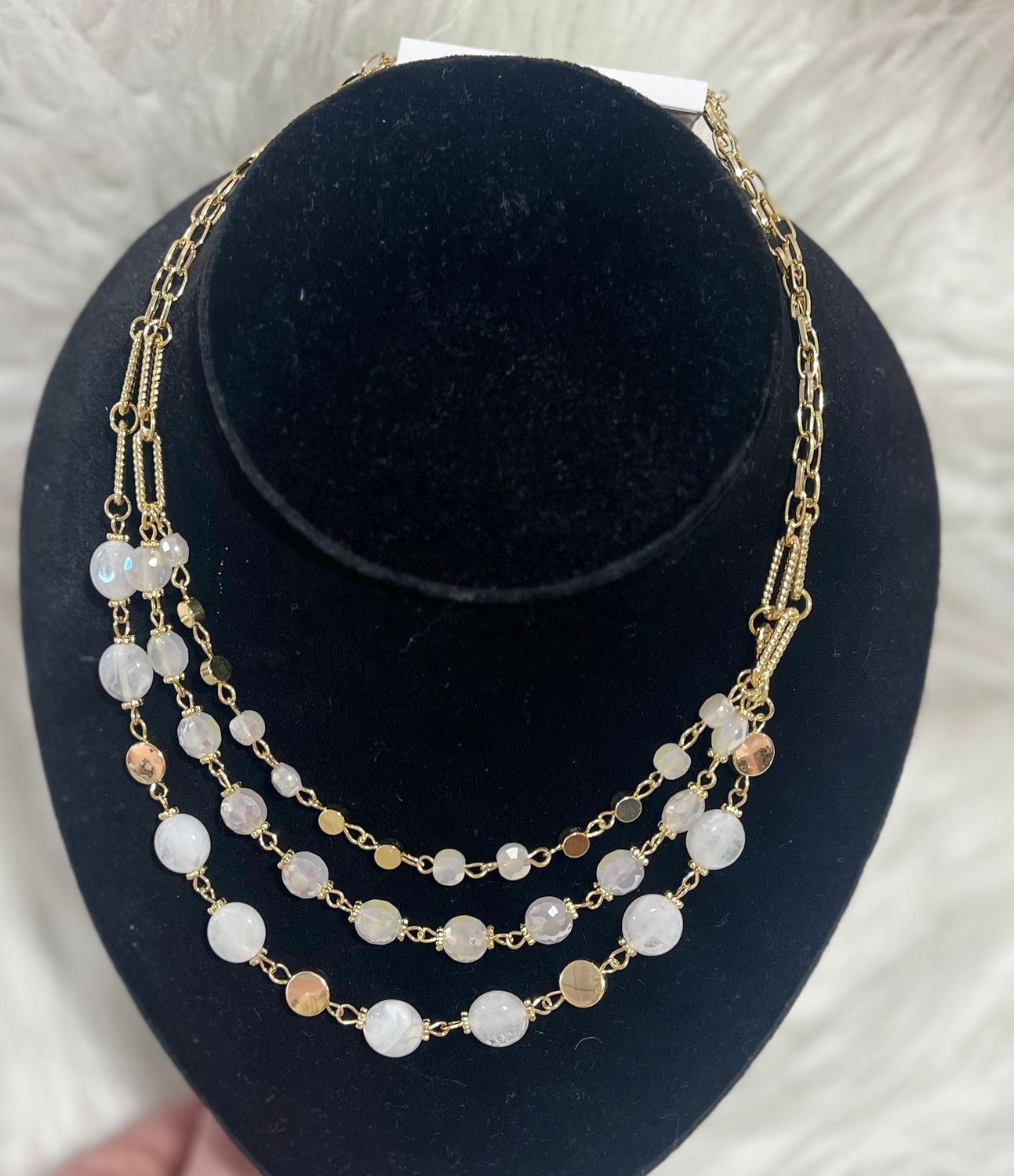 Tiered Bead Gold Necklace