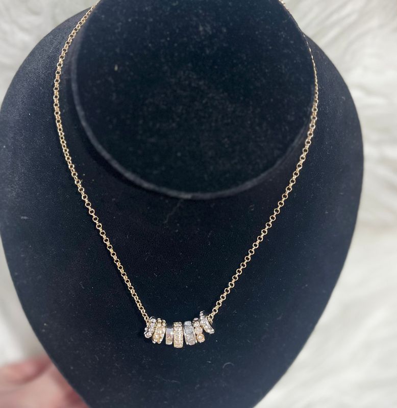 2 Tone Crystal Ring Necklace