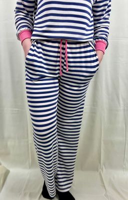 Navy/Pink Terry Striped Pants