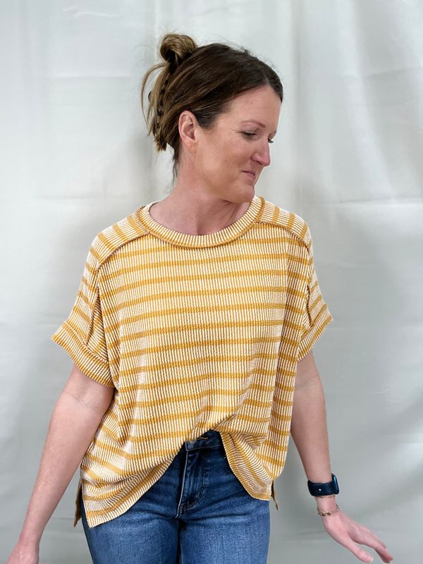 Yellow Striped Rib Top