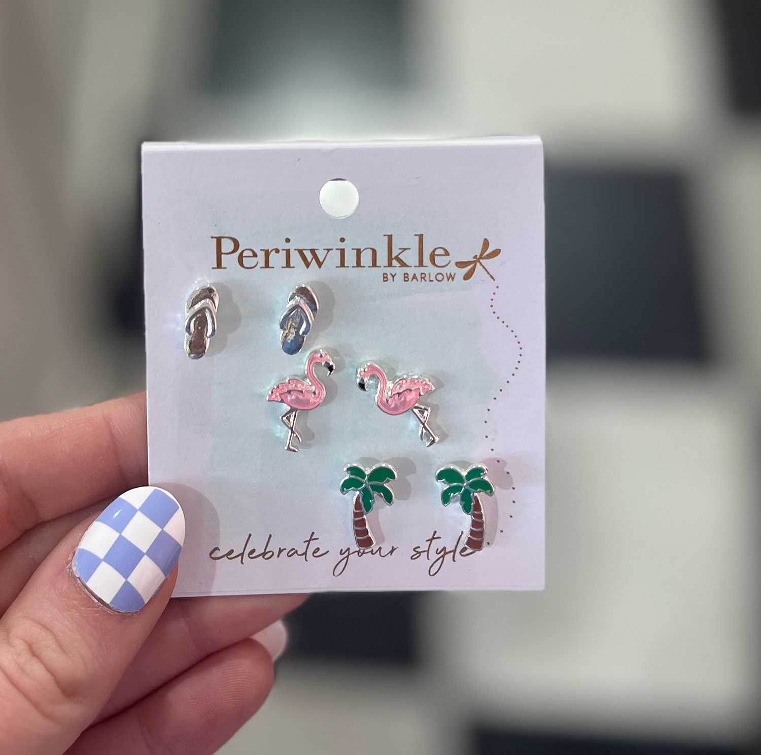 Silver Tropical Trio Stud Earrings