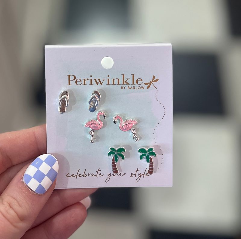 Silver Tropical Trio Stud Earrings