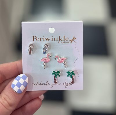 Silver Tropical Trio Stud Earrings Silver Tropical Trio Stud Earrings