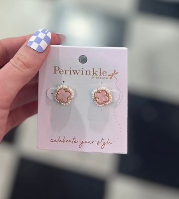 Blush/Pearl Clover Stud Earrings