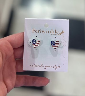 Patriotic Heart Stud Earrings