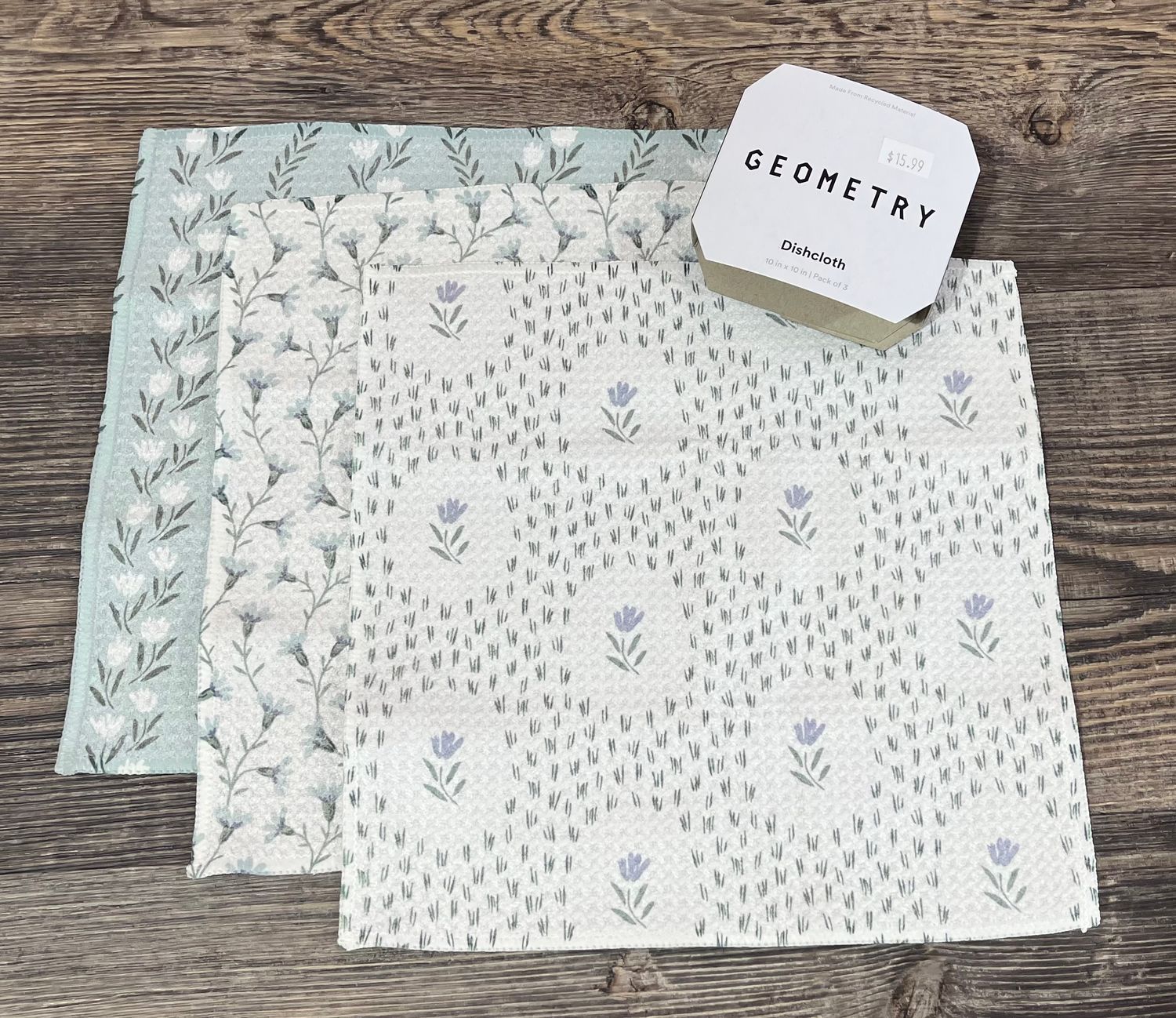 Trailing Farmhouse Florals 3 Pack Dishcloth Set