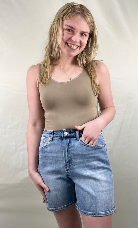 Light Blue Super High Bermuda Shorts