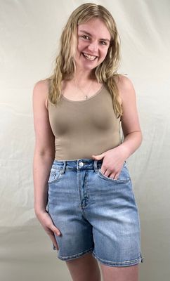 Light Blue Super High Bermuda Shorts