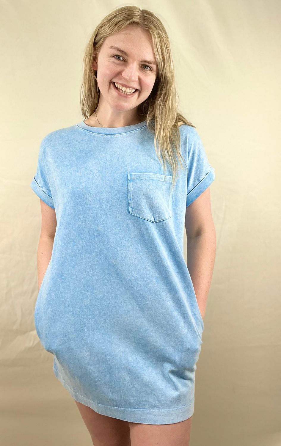 Deep Sky Mineral Washed T-Shirt Dress