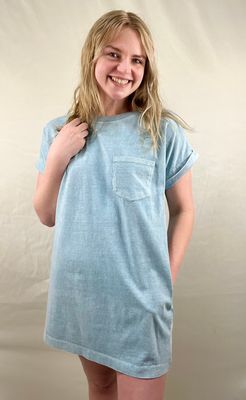 Dusty Teal Mineral Washed T-Shirt Dress