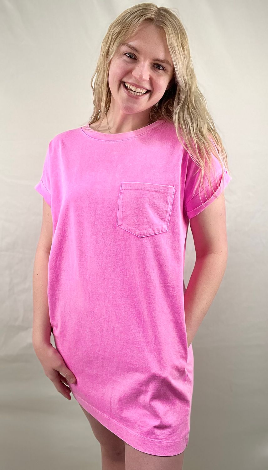 Pink Mineral Washed T-Shirt Dress
