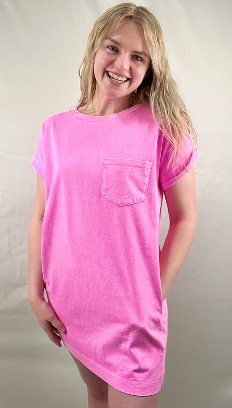 Pink Mineral Washed T-Shirt Dress